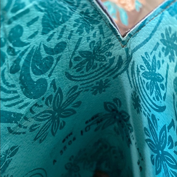 Corral Brown and Turquoise Floral Heeled Boots - Picture 6 of 9